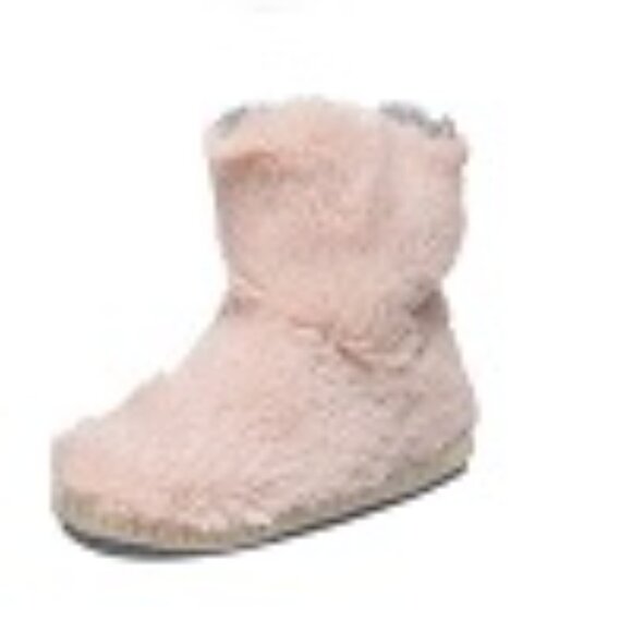 D&F Dearfoam Fluffy Pile Bootie Slipper, Dusty Pink, 9-10 - Picture 1 of 4
